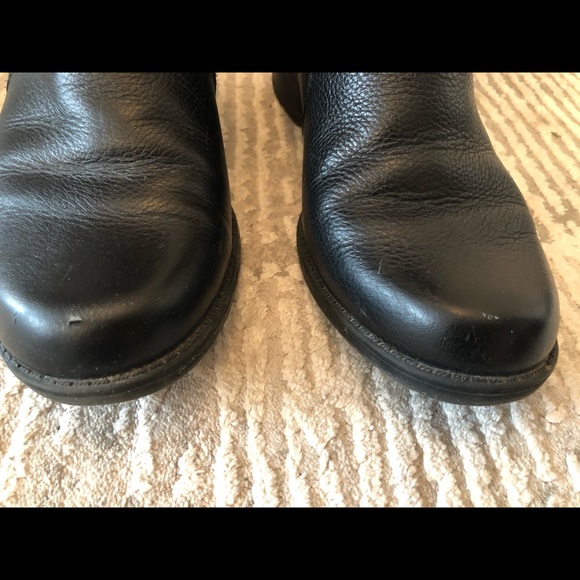 Black leather moto booties - Picture 4 of 8